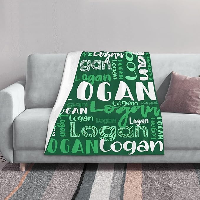 Dr.TOUGH Personalized Blankets with Name Customized Baby Blankets for Girls Boys Adults Monogrammed Blankets and Throws Christmas Birthday Mothers Fathers Valentines Day Gift (Green, 40''×50'')
