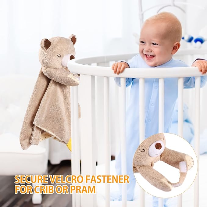 BEREST Rechargeable Baby Cry Sensor Sleep Soother Heartbeat Bear Lovey Blanket Comforter Toy, Help Newborns Go to Sleep Faster & Stay Asleep Longer, Great Nursery Decor Infants Shower Gifts