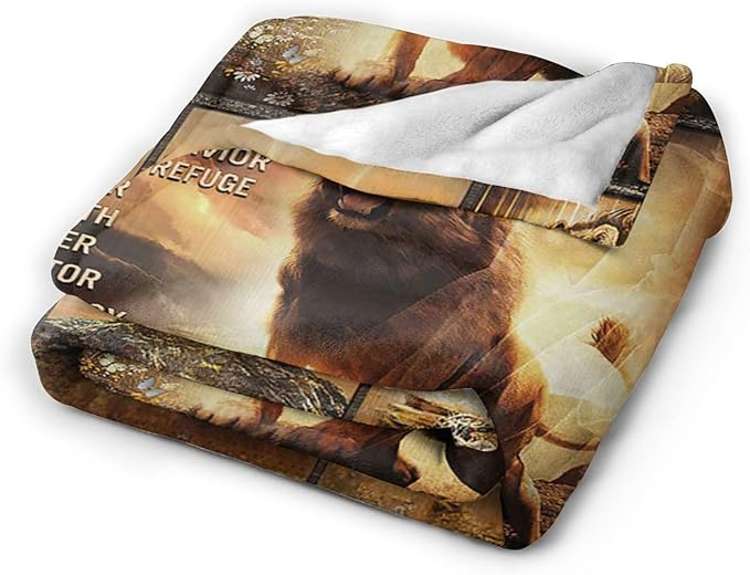 Lion Throw Blanket - Soft, Cozy, Warm Fuzzy Fleece - Men & Women - Couch, Sofa, Bed - 50"X40"