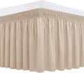Biscaynebay Wrap Around Bed Skirts with Adjustable Belts for King & Cal King Beds 15" Drop, Sand Elastic Dust Ruffles Easy Fit Wrinkle Resistant Silky Fabric Machine Washable