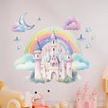 CRYPTONITE Rainbow Wall Decal for Girls Bedroom | Watercolor Castle Vinyl Sticker for Nursery Wall Decor | Cute Stickers for Kids Room, Windows, or Furniture | 3 Sizes (Wide 30" x 26" Height (Medium))