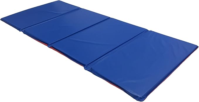 KinderMat, 5/8" Thick, 4-Section Rest Mat, 45" x 19" x 5/8", Red/Blue, Great for School, Daycare, Travel, and Home, Made in The USA