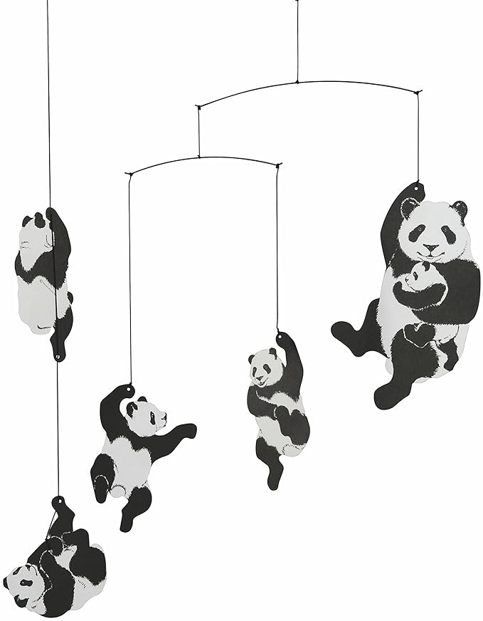 Panda Hanging Nursery Mobile - 20 Inches - High Quality - Handmade in Denmark by Flensted
