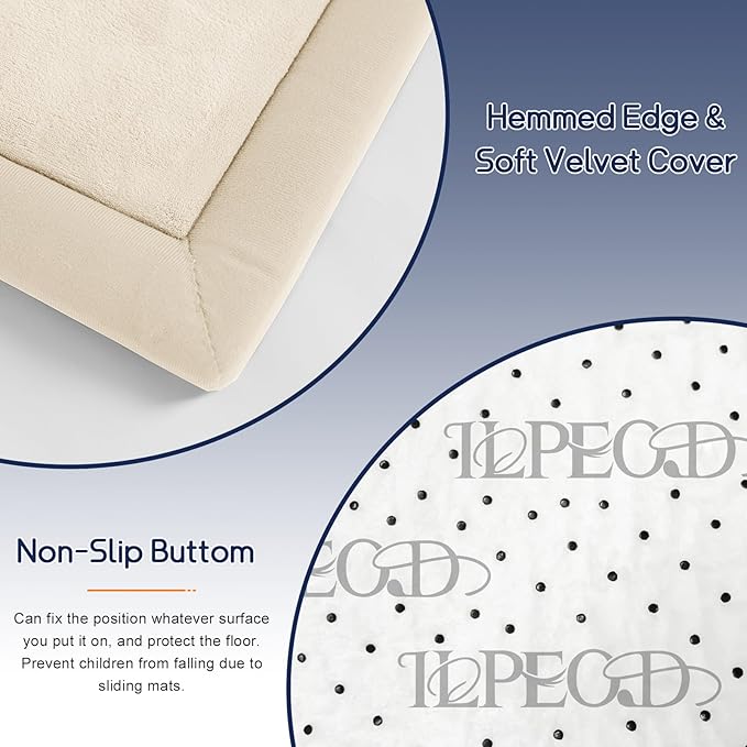 Baby Play Mat for Floor Tummy Time Mat Nursery Muscle Area Rug Playroom Rug Tatami 65"*50" Memory Foam 1.3" Thick Crawling For Babies,Toddlers, Infants, Kids,Floor(Beige)