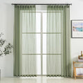 Sage Green Pinch Pleated Sheer Curtains 84 Inches Long 2 Panels, 50 Inches Width, Rustic Linen Look Light Filtering Drapes Decor, Thin Textured Transparent Window Curtain Panels