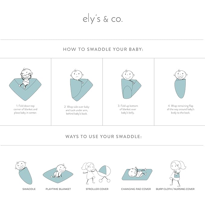 Ely's & Co. Muslin Swaddle Blanket 3-Pack for Baby Boy— 100% Cotton Muslin Extra-Large Swaddle Blankets (47”x 47”) Mauve Bluebell