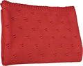Baby Knit Blanket, 100% Cotton Eyelet Patterns, Soft, Cozy, Lightweight Swaddle for Newborn & Infant Swaddling Beige Neutral, Perfect Baby Shower Ideas Red 30x30