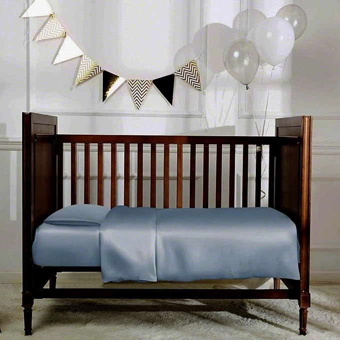 ROSEWARD Organic Silk Baby Pillowcase with Zipper, Small 10"x13" Pillow Cover for Boys & Girls, Ideal for Bed & Travel, Soft for Kids Hair & Skin, Hypoallergenic Pillowcases for Toddlers (Blue Grey)