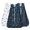 david's kids 3 Pack Warm Micro Fleece Baby Sleep Sack 18-24 Months, Soft Baby Wearable Blankets with 2-Way Zipper, Comfy Winter Sleeping Bags for Toddler Boys Girls Neutral, X-Large Size, Space