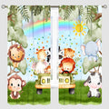 Woodland Kids Curtains Rustic Woodland Wild Animals Watercolor Forest Rainbow Sun Window Draeps for Baby Girls Boys Kids Nursery Bedroom Living Room 2 Panels, 42x45 Inch