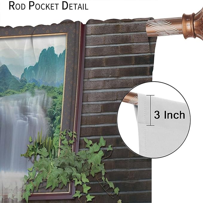Waterfall Blackout Window Curtains, Tropical Rainforest Jungle Plants Forest Wild Nature Landscape Window Drapes, for Living Room Bedroom 84x84in