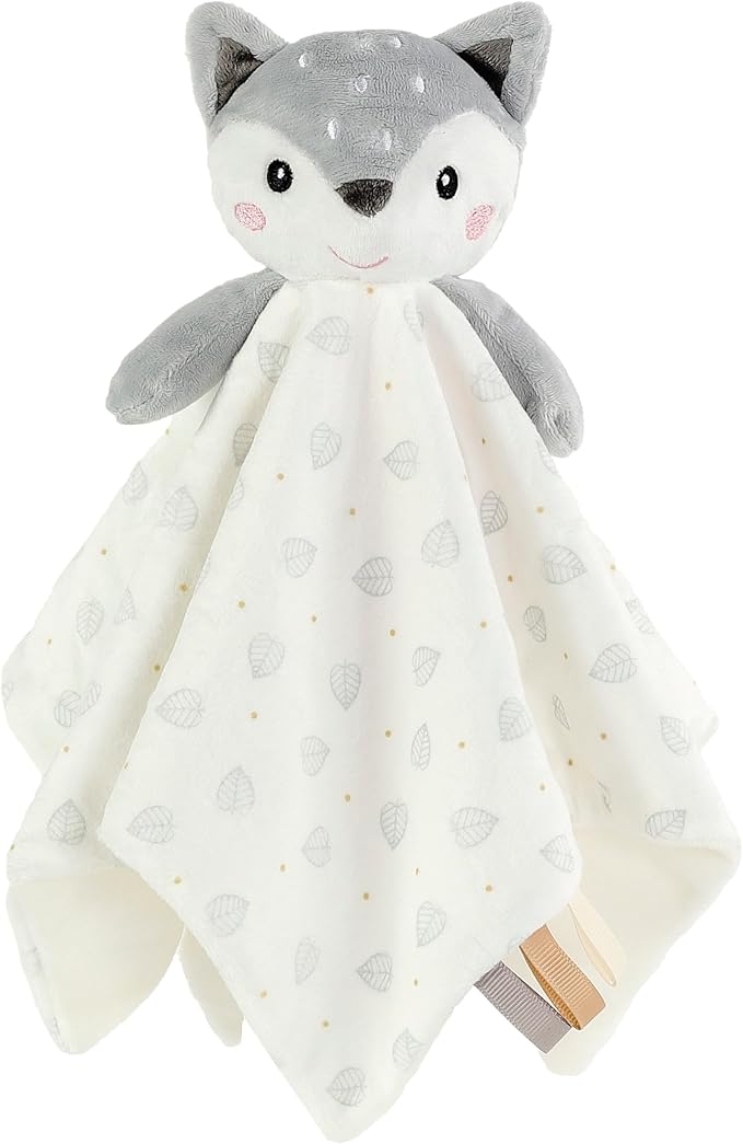 CREVENT Cozy Plush Baby Security Blanket, Loveys for Baby Girls and Boys, Birthday (Deer+Tag)