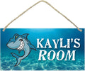 Personalized Name's Cartoon shark underwater-style Nursery Kid's Children's Girls Bedroom Door Sign Wood Plaque Sign Wall Decor Gift