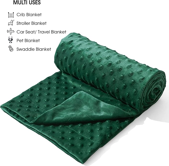 david's kids Micro Fleece Minky Baby Throw Blanket for Boys Girls with Double Layer and Soothing Raised Dots, 50x60 Inches Breathable and Soft Lightweight Receiving Blanket for Newborns, Emerald Green