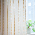 Deeprove Gold Yellow Boho Curtains 96 inches Long for Bedroom, Vintage Privacy Bohemian Embroidery Light Filter Cotton Linen Stripes French Country Tassel Window Treatments Decor, W52 x L96, 1 Panel