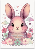 Pastel Bunny Dreams - Nursery Art - 13x19 Poster Print - Whimsical Decor