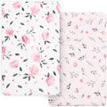 PHF Soft Mini Crib Sheet Set, 2 Pack Silky Comfy Pack N Play Sheets for Girls, Universal Fit for Pack N Play, Playard and Mini Crib Mattresses, Pink Floral