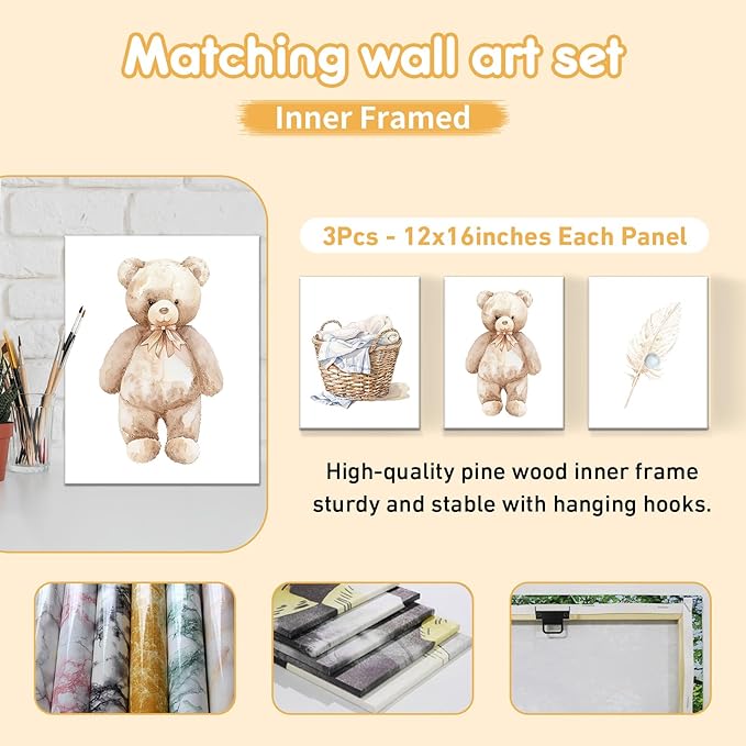 Personalized Toddler Bedding Set, 5 Pcs Custom Name Crib Bedding Set for Girls Boys, Blue Bear Flannel Baby Crib Bedding Set, Double Layer Baby Crib Set, Customized Gifts for Infants Toddlers