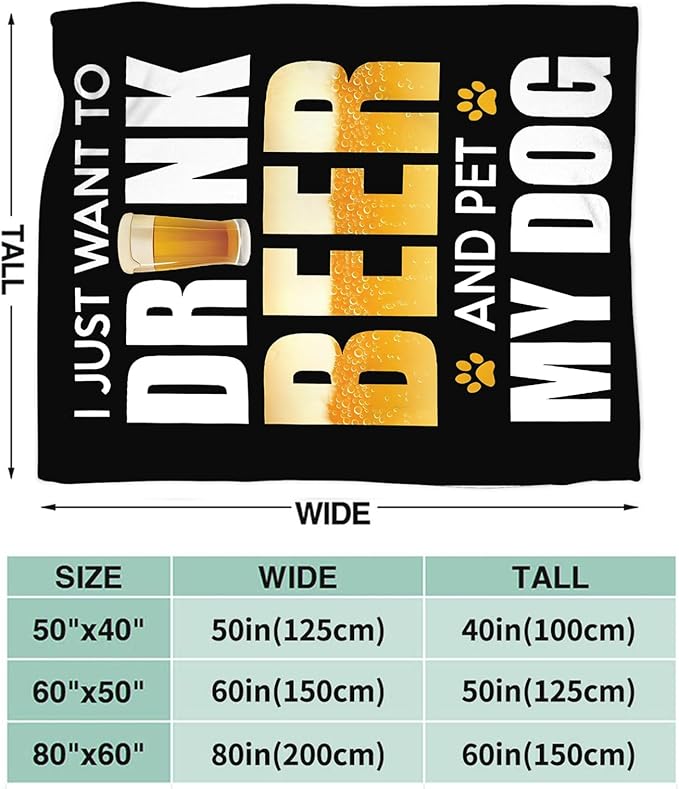 Tijuboni Beer Throw Blanket Beer Gifts for Men Women Adults Soft Flannel Fleece Blanket for Couch Sofa Bed Home Decor 40"x50"