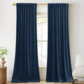 StangH Blue Curtains 102 inches Long Super Soft Velvet Blackout Thermal Insulated Bedroom Drapes Back Tab for French Sliding Door/Living Room, Navy Blue, W52 x L102, 2 Panels