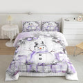 Feelyou Merry Christmas Bedding Set Soft for Boys Girls, Cute Snowman Comforter Set Full Size Duvet Quilt Microfiber Snowflake Bedroom Decor 3 Pcs with 2 Pillow Cases
