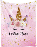 Custom Horse Blanket with Name for Girl, Personalized Name Blanket for Kids, Soft Flannel Pink Toddler Blanket Customized Gift for Birthday Christmas Baby Shower Children Day 40x50in
