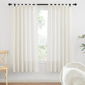 RYB HOME Linen Sheer Curtains - Linen Textured Fabric Semi Sheer Window Decor Light and Airy Privacy Drapes for Doorway Bedroom Living Room, 52 inch Wide x 72 inch Long, 1 Pair, Linen