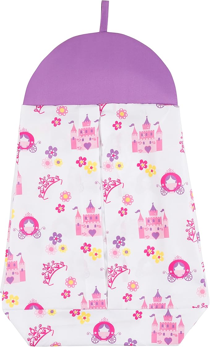 EVERYDAY KIDS 4 Piece Girls Crib Bedding Set -Princess Storyland - Includes Quilt, Fitted Sheet, Dust Ruffle and Diaper Stacker - Nursery Bedding Set - Baby Crib Bedding Set
