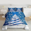 Feelyou Merry Christmas Kids Comforter Set King Size Christmas Tree Bedding Set Snowflake Duvet Quilt for Kids Boys Girls Bedroom Winter Decor Microfiber Ultra Soft Breathable