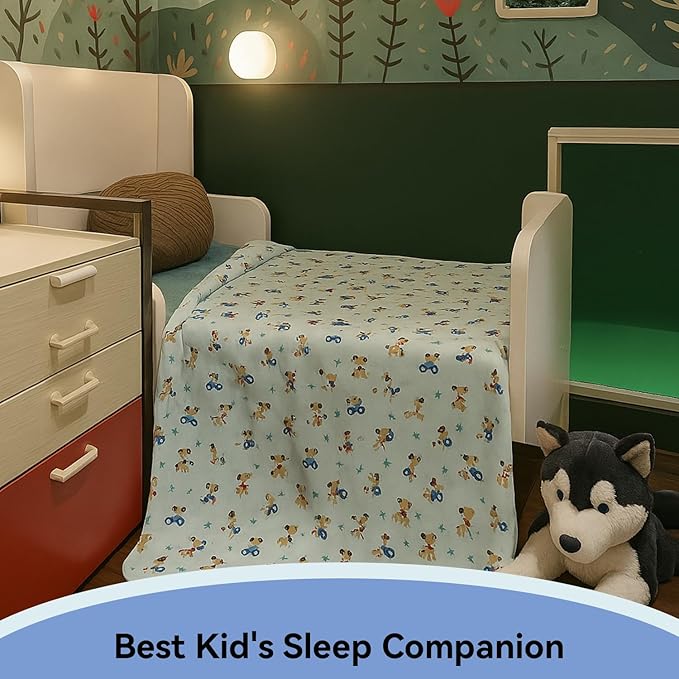 Kids Throw Blanket – Soft Cotton Toddler Blanket with Cute Dogs & Cars Pattern, Breathable Lightweight Bed Throw for Boys Girls, Perfect for Spring Summer Fall, 40 x 60 in (101.6 x 152.4 cm)
