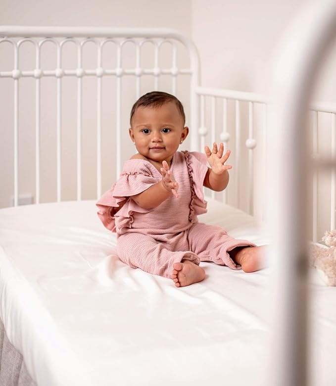 Crib Fitted Sheet by Pure Bamboo, Genuine 100% Organic Viscose Derived from Bamboo, Luxuriously Soft, Ultimate Cooling, Fits Standard Size Crib Mattress (Stripes)