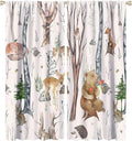 Rustic Forest Window Curtains Curtains, Woodland Animal Bear Deer Hedgehog Fox Forest Squirrel Watercolor Blackout Rod Pocket Window Treatments Drapes for Boys Girls Bedroom 72x63in