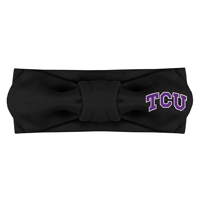 Creative Knitwear TCU Horned Frogs Infant Girls Black Solid Hair Knot Headband Embroidered Logo - Size Newborn - 4T