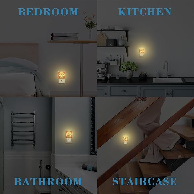 Christmas Gnome Red Black Plaid Night Light for Kids, LED Night Light Plug into Wall with Dusk to Dawn Sensor for Girls Boys Women Men Room Decor, Hallway, Kitchen, Bathroom, Nursery, Stairs
