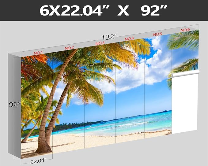 XMPMBM-Beach Palms Landscaping Fabric Wallpaper Tree Leaf Living Room Bedroom Bathroom Wall Mural-W 132" X H 92"（93 Square Foot）