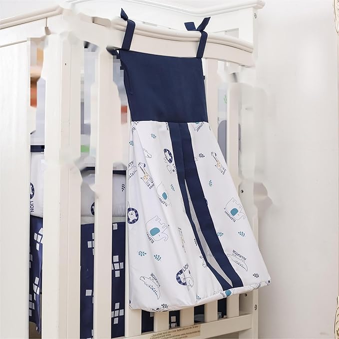 Elephant Crib Bedding Set for Boys, 5 Pieces Nursery Set Including Quilt/Fitted Sheet/Crib Skirt/Diaper Bag/Blanket, Grey/White