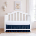 Rajlinen Ruffled Crib Bed Skirt, Microfiber, Dust Ruffle with Split Corners, 14" Drop, Nursery Toddler Bedding for Baby Boys or Girls, Navy Blue