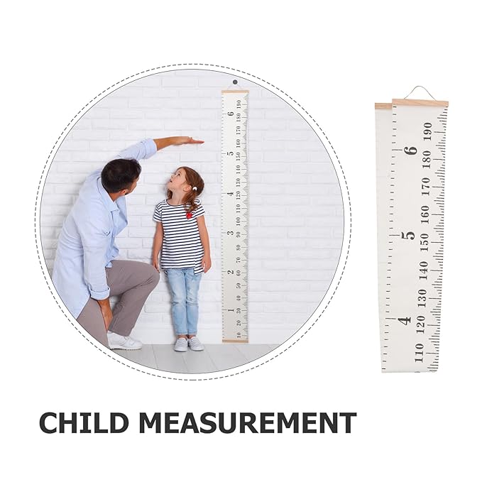 Growth Chart Height Measurement Ruler for Boys and Nordic Style Canvas Wall Hanging with Centimeter Scale Height Measuring Tape for Home Nursery Decor