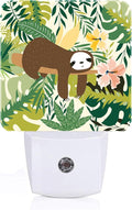 Cute Sloth in Jungle Night Light,Plug-in Night Lights with Dusk to Dawn Sensor for Stairway,Hallway,Bedroom Sleep Friendly Ideal for Women/Girls/Boys Gift,0.5w