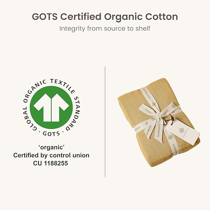 Bioweaves Organic Cotton Muslin Bassinet Sheet, GOTS Certified Extra Soft Fitted Sheet, Universal Fit for Oval Baby Bassinet Mattresses, 33" x 17", 4 Inch Pocket, Honey Glow
