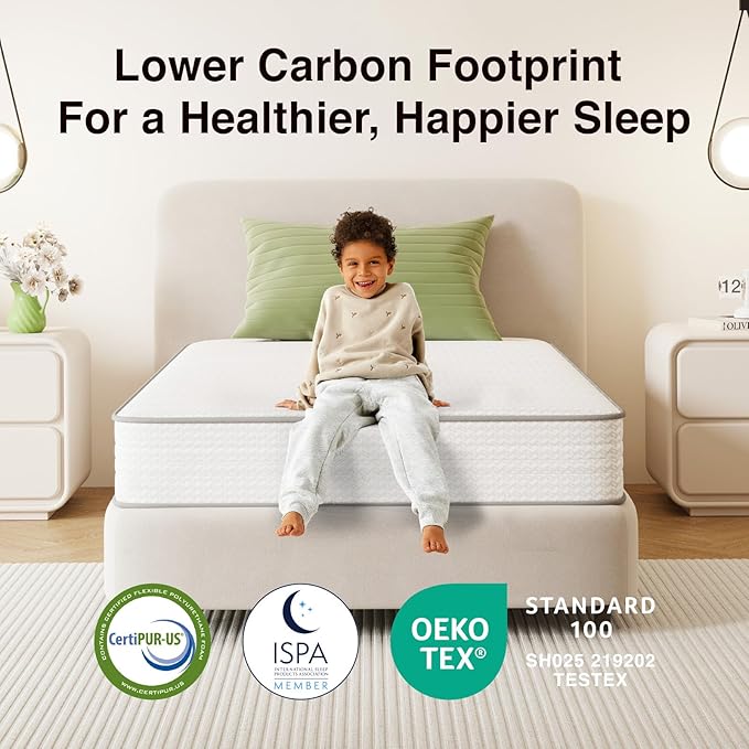 Novilla Full Size Mattress, 8 Inch Full Mattresses in a Box with Smarts™ Coil for Pressure Relief, Medium Plush Foam and Spring Hybrid Colchones with CertiPUR-US Certified for Kids