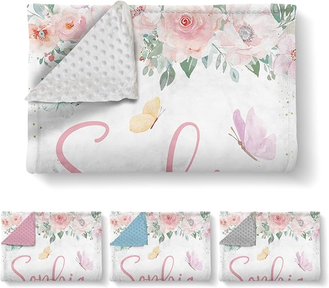 Custom Baby Crib Bedding Set, 3 Pcs Personalized Nursery Bedding Set with Name, Soft Baby Bedding Crib Sets with Blanket - Toddler Crib Sets for Girls Boys, Infant Newborn Gifts, Pink Animals