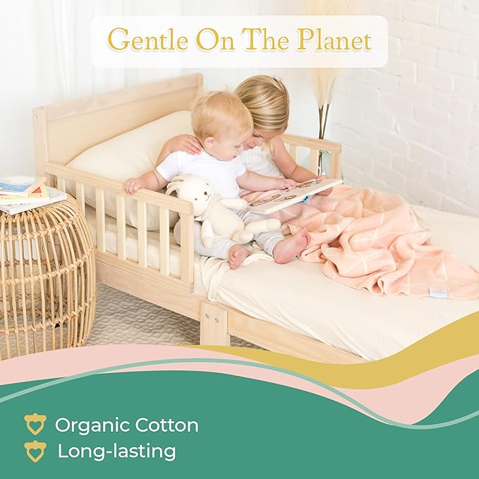 3 Piece Toddler Bedding Sets - Organic Cotton Jersey Knit - Fits Convertible Cribs and Mattresses - 9" x 28" x 52" - Ocean Teal