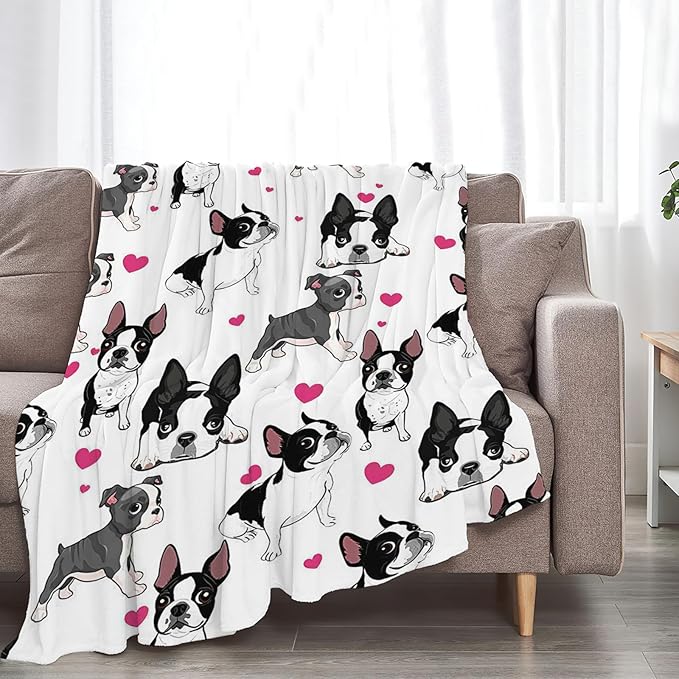 Tijuboni French Bulldog Throw Blanket Dog Gifts for Girls Boys Women Men Kids Adults Soft Flannel Fleece Blanket for Couch Sofa Bed Home Decor 50"x60"