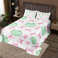 Manfei Pink Bowknot Bedspread Queen Size,Cartoon Frog Bow Tie Butterfly Knot Princess Coverlet Set,Girls Women Room Decor,Geometric Patchwork Cute Quilted Coverlet,Sweet Bedding Quilt,2 Pillowcases