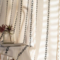 Deeprove White and Black Boho Curtains 96 inches Length for Living Room Bedroom Nursery, Classic Bohemian 96 inches Long, Stripe Embroidery Privacy Window Fringe Decoration W52 x L96, Single 1 Panel