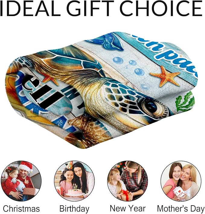Personalized Sea Turtle Blanket for Girls - 40" x 50" Inches Cartoon Throw Blanket for Boys - Colorful Soft Cozy Throws for Sofa, Crib & Bed