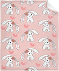 Thuswarm Cute Bunny Pink Flannel Throw Blanket Gifts Warm Cozy Soft Funny Print Blankets for Summer Room Decoration Bed Couch Sofa 120”×90” Extra Large for Family