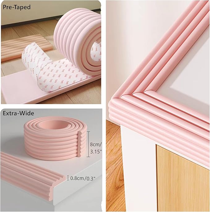 M2cbridge Multifunctional Edge and Corner Guard Coverage Baby Safety Bumper DIY (Pink 13.1ft)
