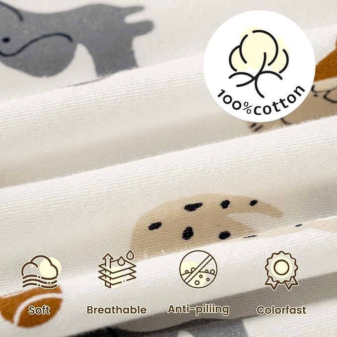 PHF Soft Baby Sleep Sack 6-12 Months 100% Organic Cotton Wearable Blanket, 2-Way Zipper 0.5 TOG Toddler Sleeping Sack 3 Pack, Comfy Sleep Bag for Baby Boys Girls, Pets Dogs (Medium)